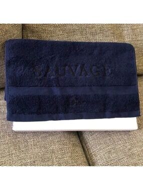 Dior Sauvage Men’s Face Hand Towel Navy Blue Logo Cotton Authentic